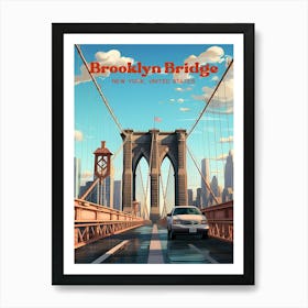 Brooklyn Bridge New York Urban Travel Art Art Print