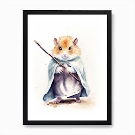 Baby Hamster As A Jedi Watercolour 1 Art Print