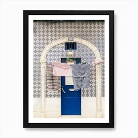 Lisbon Blue Door Tiles And Laundry Art Print