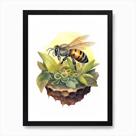 Masked Hunter Bee Beehive Watercolour Illustration 2 Art Print