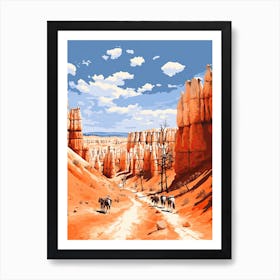 Horses Painting In Bryce Canyon Utah, Usa 1 Art Print