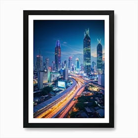 Bangkok Cityscape Of The Future Skyline Punctuated By Towering Skyscrapers Where Technology Gracef (2) Art Print