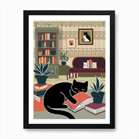 Cat In The Living Room Vector Art Print