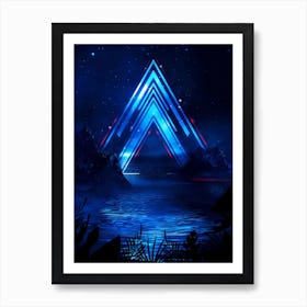 Neon landscape: Blue Triangle [synthwave/vaporwave/cyberpunk] — aesthetic retrowave neon poster Art Print