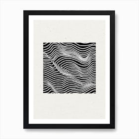 Wave Pattern Abstract Woodblock Art Print