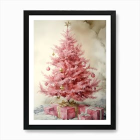 Pink Christmas Tree 2 Art Print