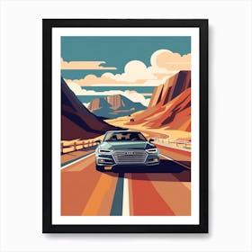 A Audi A4 In The Andean Crossing Patagonia Illustration 1 Art Print