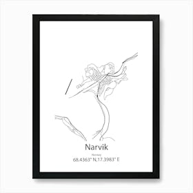 Narvik,Norway Minimalist Map Art Print