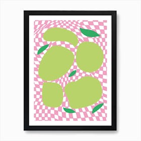 Checkerboard Pastel Pink Kiwi Art Print