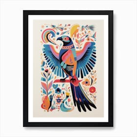 Colourful Scandi Bird Golden Eagle 1 Art Print