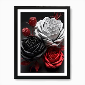 Red black roses 1 Art Print