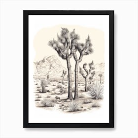  Detailed Drawing Of A Joshua Trees At Dusk In Desert 4 Art Print