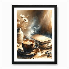 Coffee And Books 1 Art Print