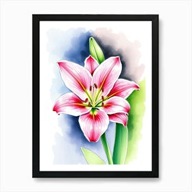 Watercolor Lily Flower Art Print