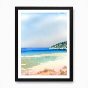 Voutoumi Beach, Antipaxos, Greece Watercolour Art Print