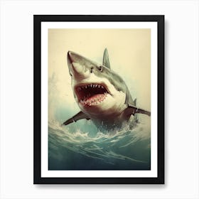 Vintage Illustration Of A Shark 1 Art Print