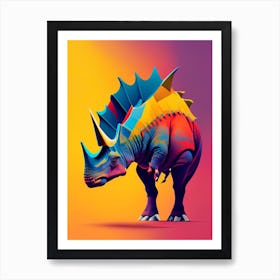Triceratops Primary Colours Dinosaur Art Print