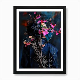 Woman With Flowers On Her Head 11 Art Print