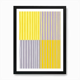 Yellow And Grey Stripes Art Print