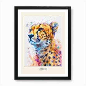 Cheetah Colourful Watercolour 3 Poster Art Print