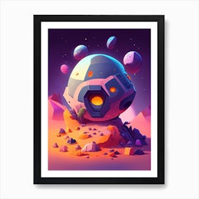 Asteroid Mining Kawaii Kids Space Art Print