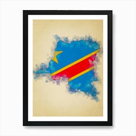 Democratic Republic Of The Congo Flag Vintage Art Print