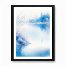 Blue Lake Landscapes Waterscape Gouache 3 Art Print