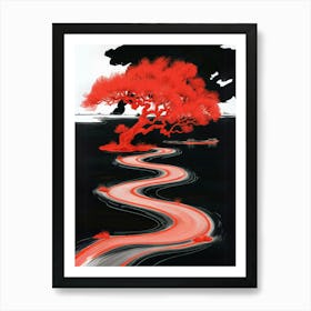 Red Tree Art Print