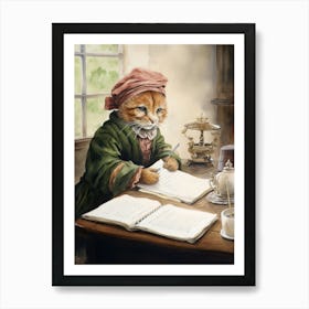 Tiger Illustration Writing Watercolour 2 Art Print