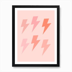 Peach Lightning Bolts Art Print