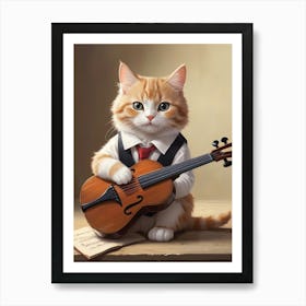 Cat Playing Violin Pet lover Art Print