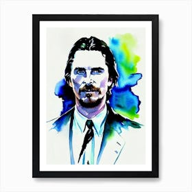 Christian Bale In The Dark Knight Watercolor 2 Art Print