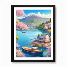 Default Color Pencil Art Colorful Japanese Lake Kawaguchi With 0 F655ed12 F594 46e4 Ab05 D09bfda40aca 1 Art Print