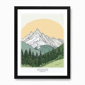 Zugspitze Germany Color Line Drawing Drawing 1 Poster Art Print