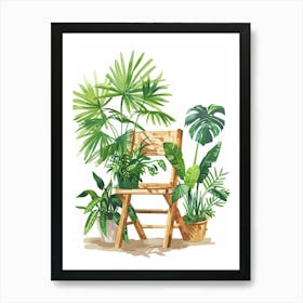 Chair With Plants Art Print