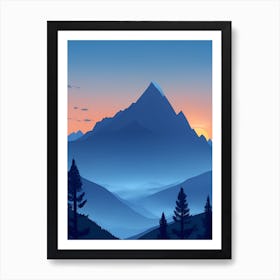 Misty Mountains Vertical Composition In Blue Tone 24 Art Print