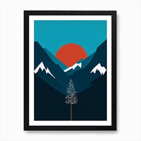 Saas Fee, Switzerland Modern Illustration Skiing Poster Art Print