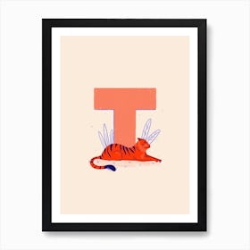 Letter T Tiger Art Print