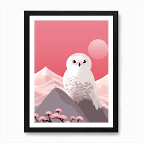 Minimalist Snowy Owl 3 Illustration Art Print