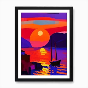 Santorini Greece Sunset Abstract Art Print