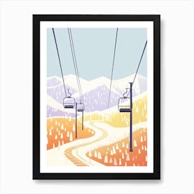 Park City Mountain Resort   Utah, Usa, Ski Resort Pastel Colours Illustration 3 Art Print