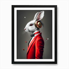 Rabbit With Headphones Art Print