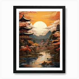 Tokyo In Japan, Ukiyo E Drawing 4 Art Print