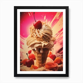 Ice Cream Explosion Retro Photography Style 2 Art Print