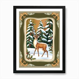 Deer In The Forest Style William Morris 1 Art Print