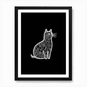 Abstract Sketch Cat Line Drawing 3 Art Print