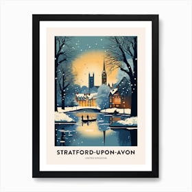 Winter Night  Travel Poster Stratford Upon Avon United Kingdom 1 Art Print