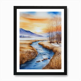 Watercolor Of A River 4 Art Print