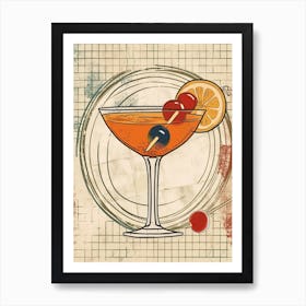 Manhattan Cocktail On A Tiled Background Art Print