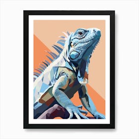 Pastel Blue Mexican Spiny Tailed Iguana Abstract Modern Illustration 4 Art Print